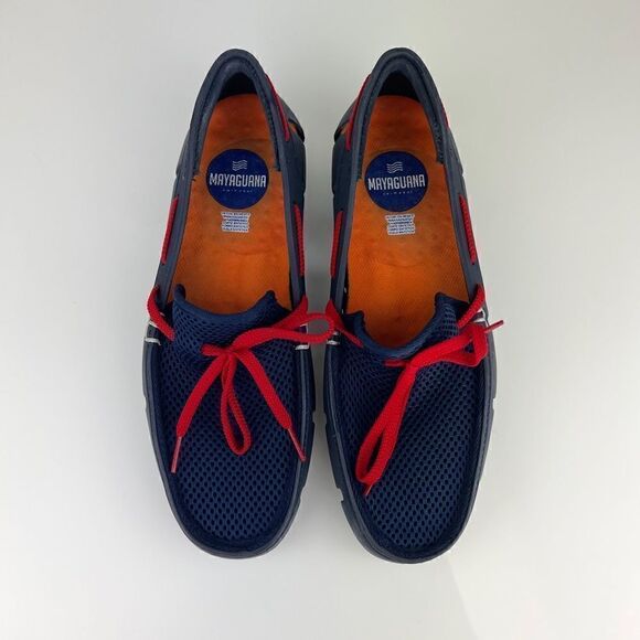 Mayaguana Moccasin Beach Swim Shoe Blue Loafer Net Upper Men's Size 7 - Picture 2 of 9